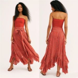 Women's Free People FP One Striped Giselle Convertible Maxi Skirt Red